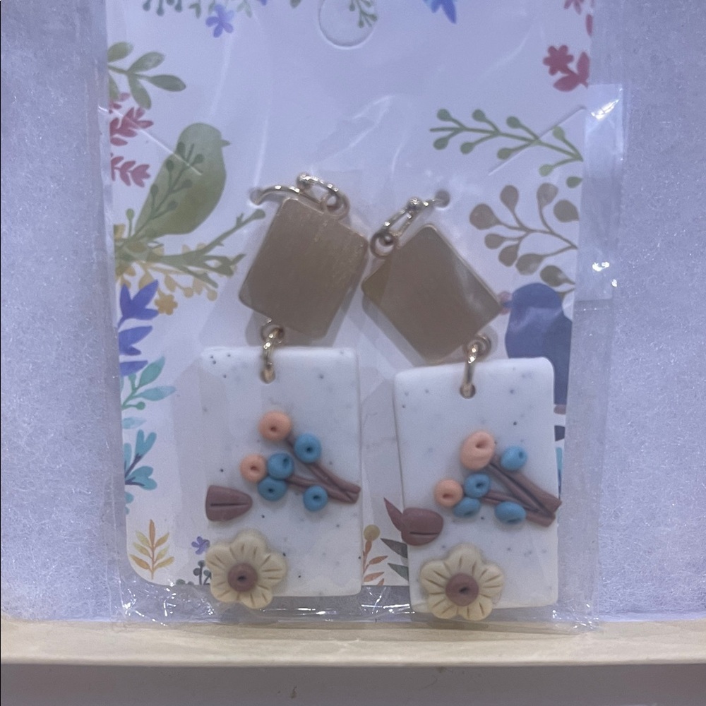 Floral Rectangular Earrings
